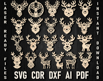 Elk christmas laser cut svg bundle