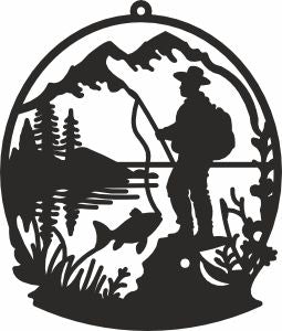 Fisherman laser svg ornament