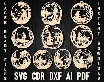 Fishing Laser cut christmas ornament files