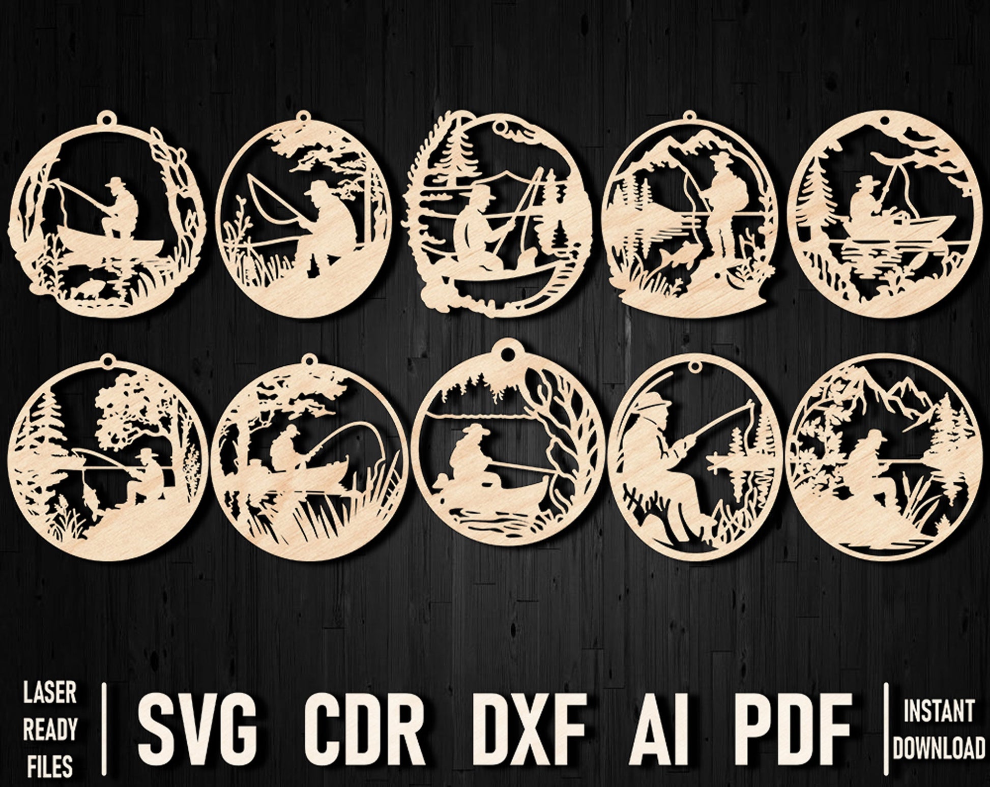 Fishing lover christmas ornament files
