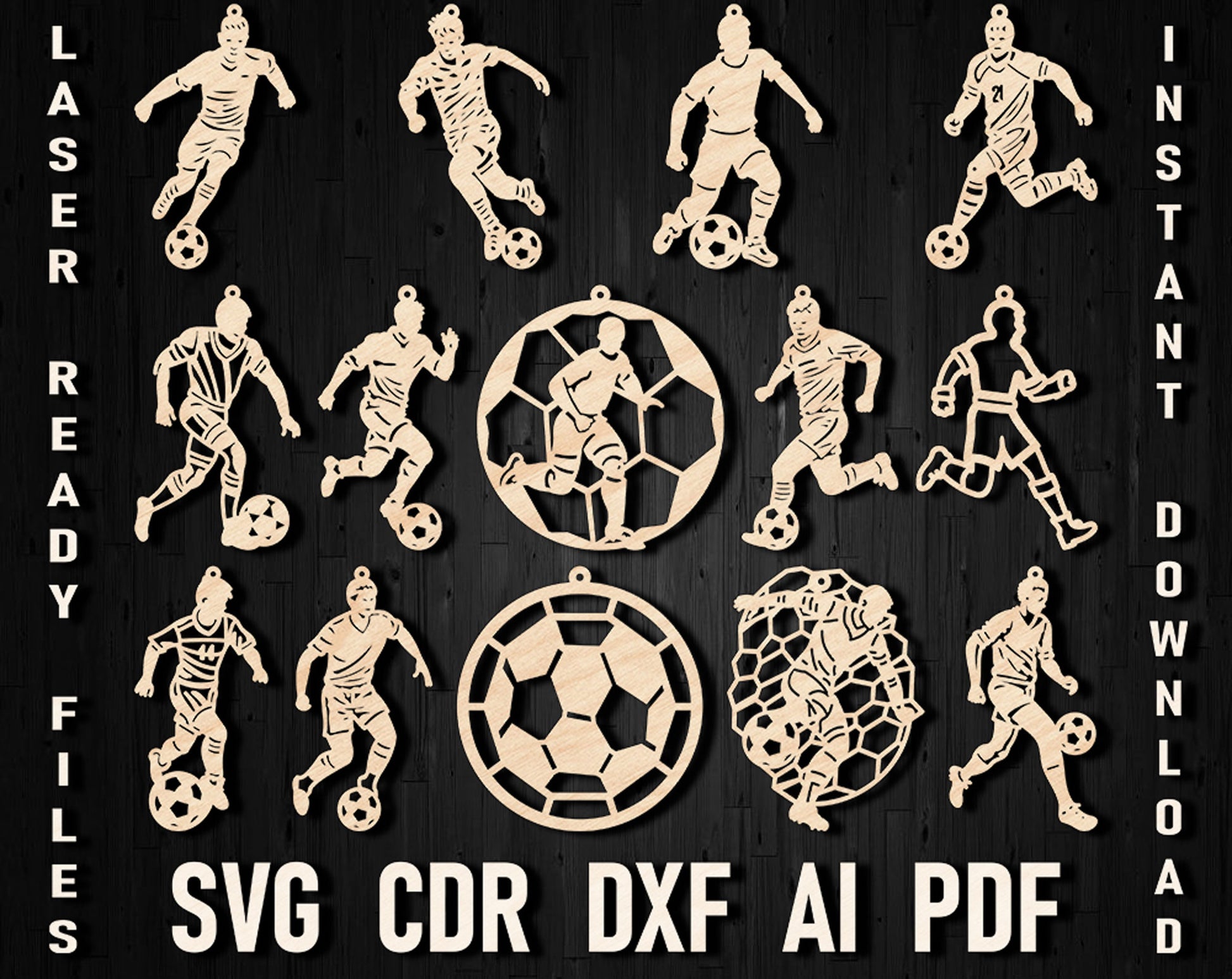 Football soccer player christmas laser cut files