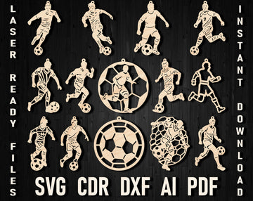Football soccer player christmas laser cut files