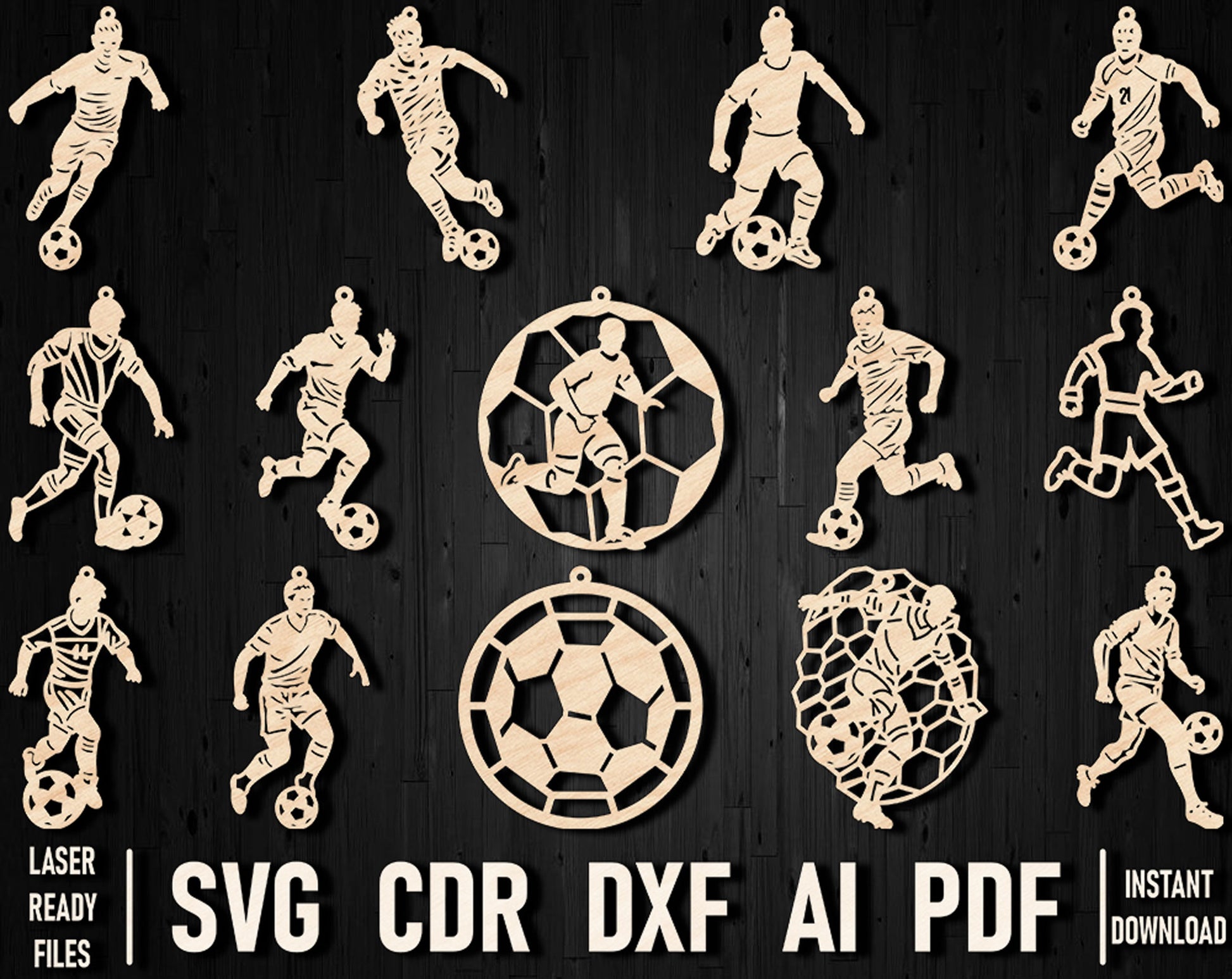 Football wooden template ornament