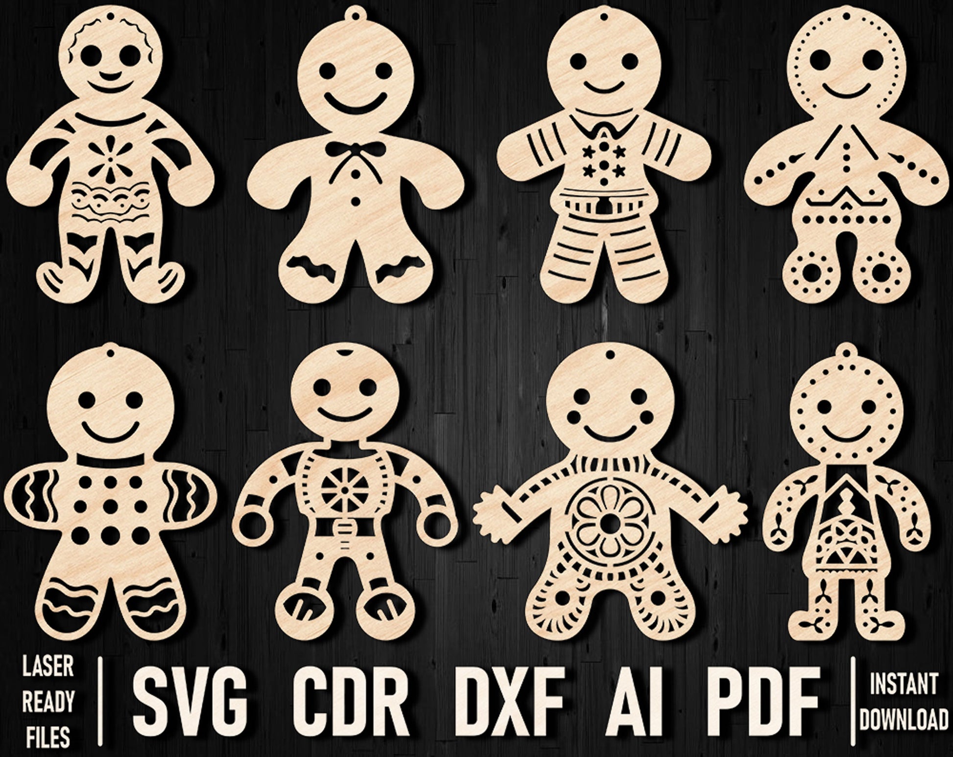 Gingerbread wooden laser cut design