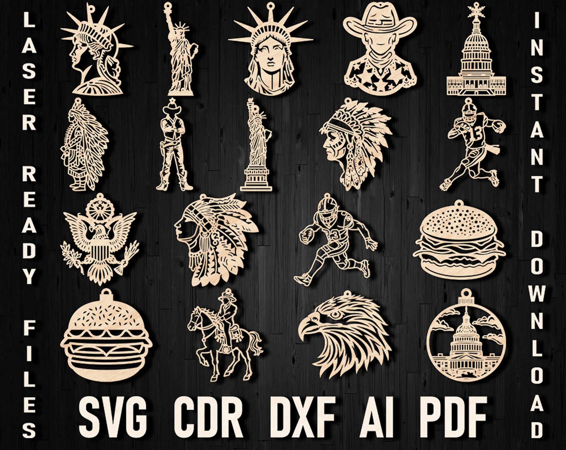 Glowforge christmas laser cut USA files