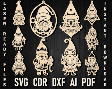 Gnome christmas dxf laser template