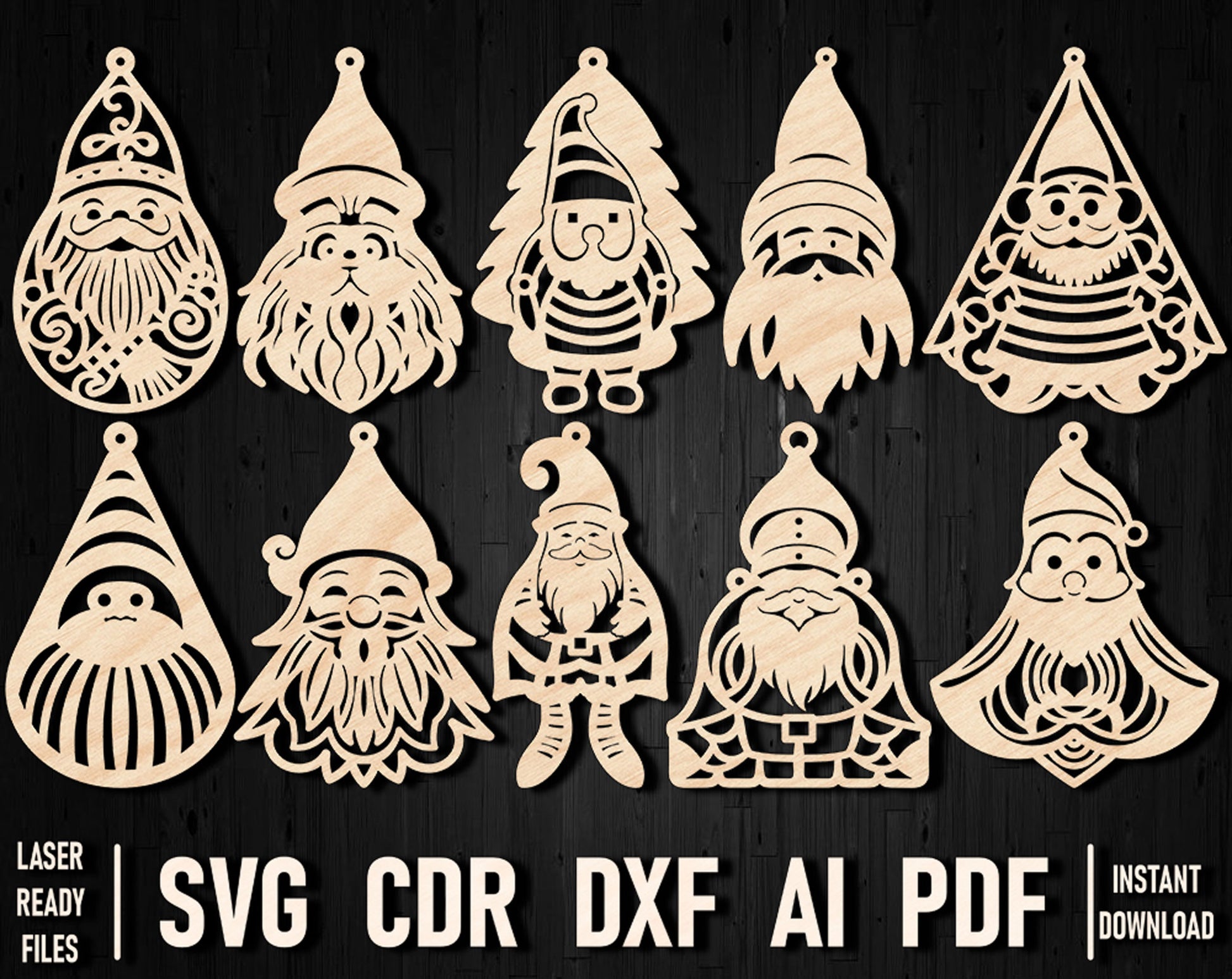 Gnome laser cut christmas decor