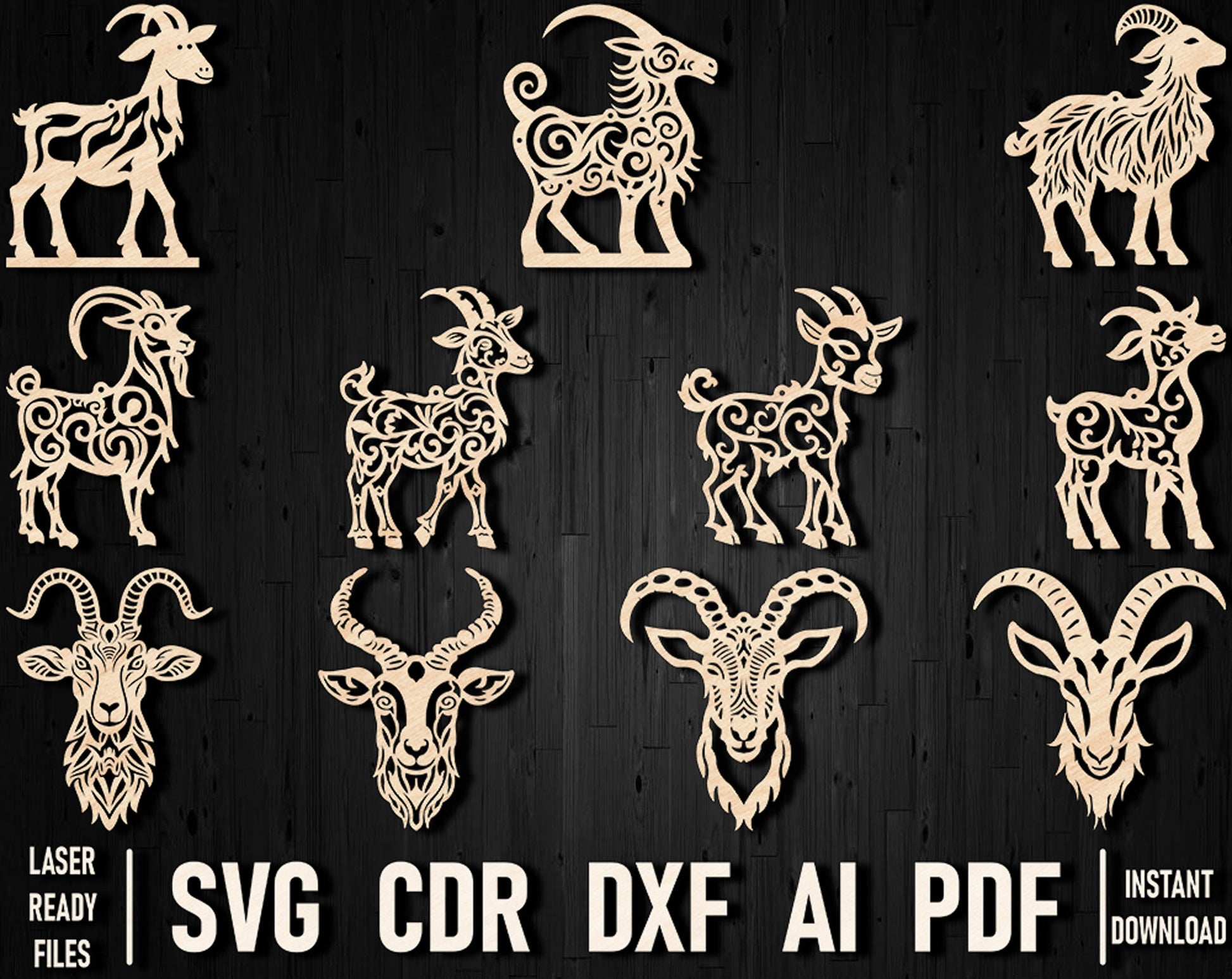 Goat laser cutting christmas dxf files