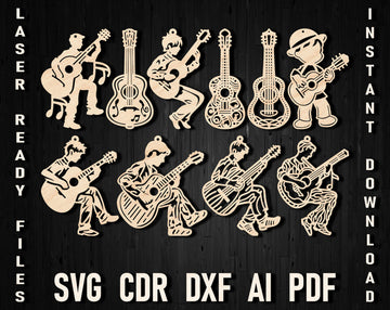 Guitar player christmas laser cutting toy