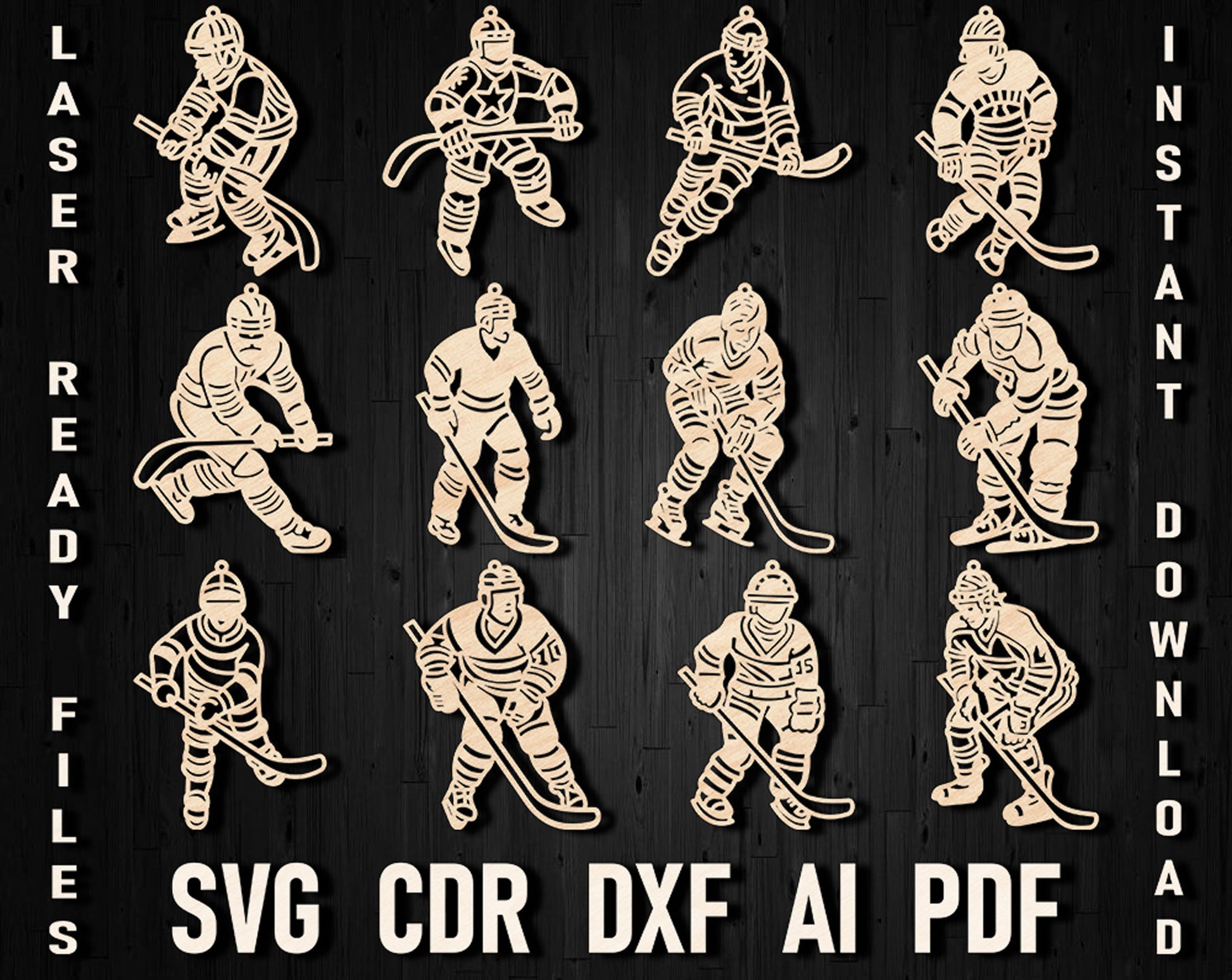 Hockey player christmas laser cut ornament files