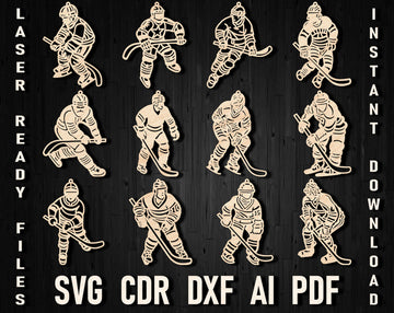 Hockey player christmas laser cut ornament files