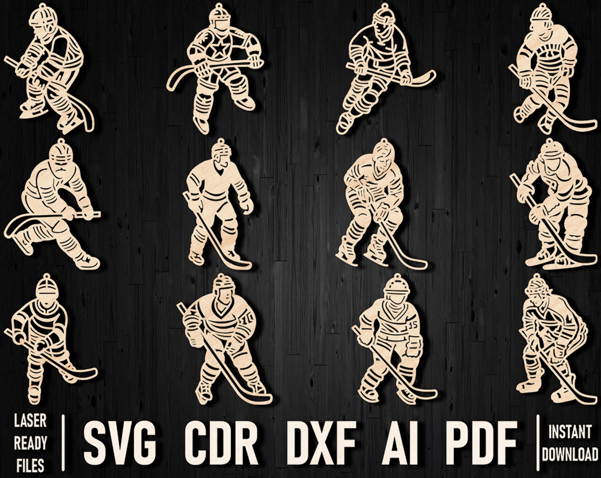 Hockey player vector dxf design bundle