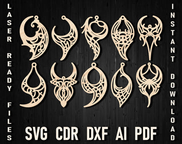 Horn earrings laser cut svg