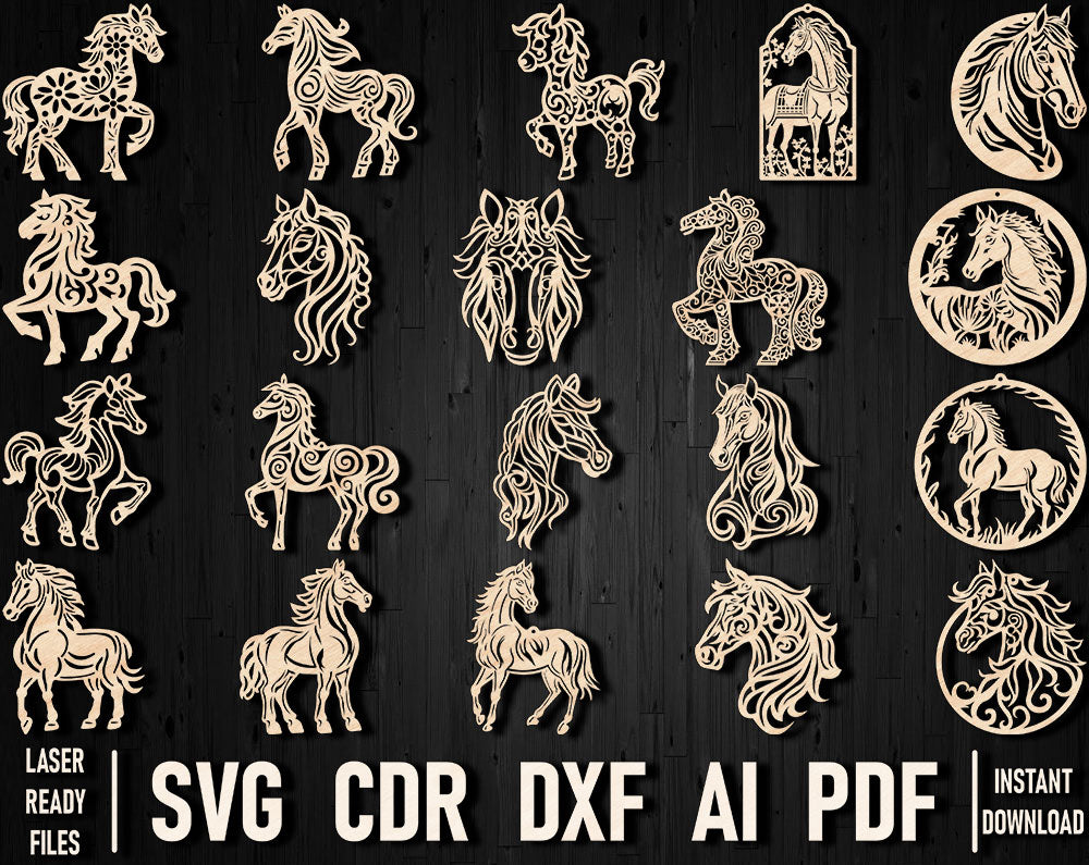 Horse christmas laser cut svg bundle
