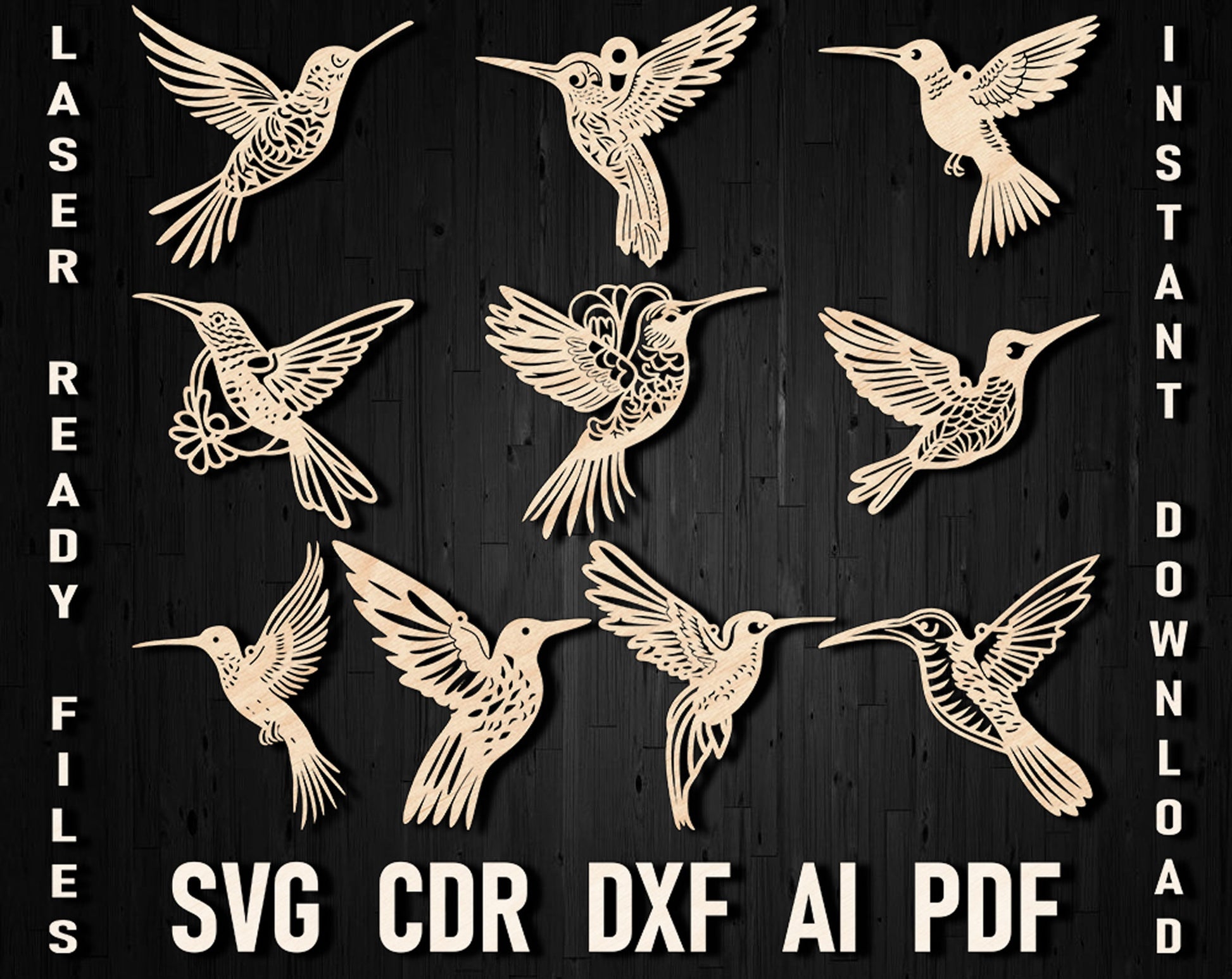 Hummingbird christmas laser cut files
