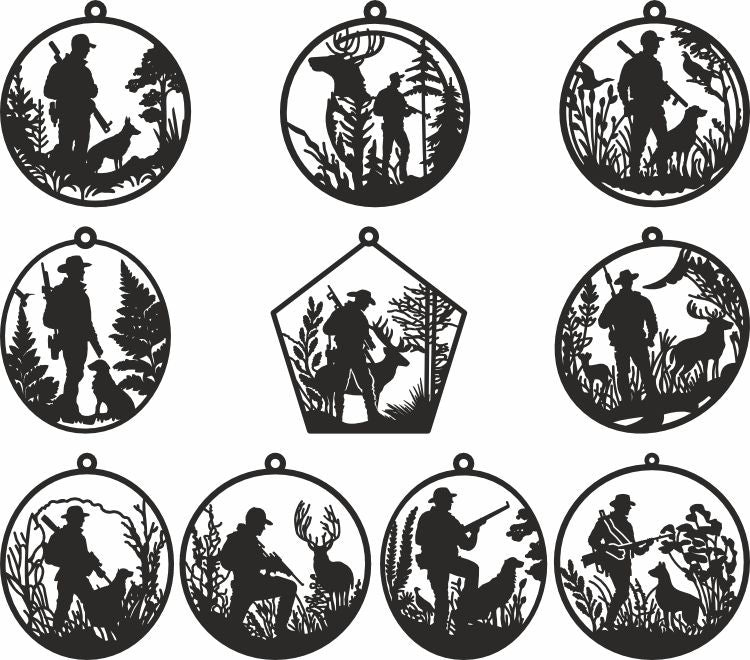 Hunting scene laser cut design bundle
