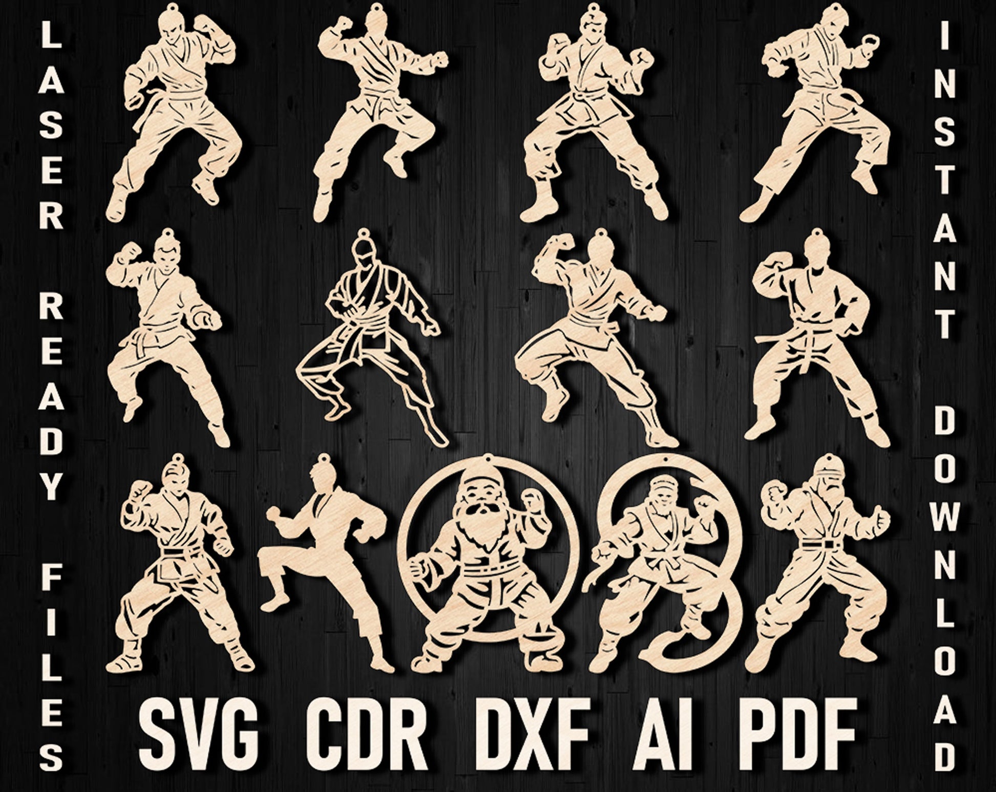 Karate christmas laser cut ornament bundle