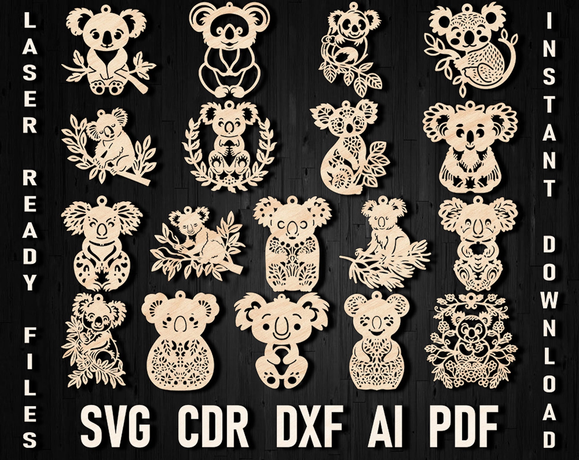 Koala Christmas laser cut svg bundle