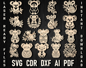 Koala Christmas laser cut svg bundle