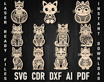 Laser cut cats christmas dxf files