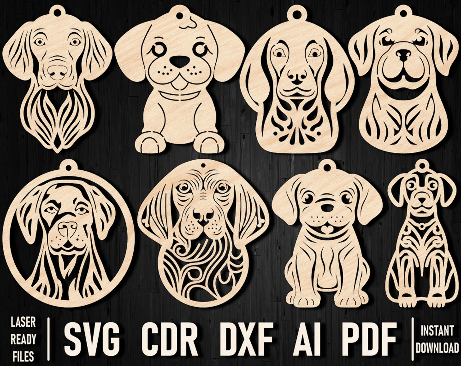 Laser cut christmas dogs svg files