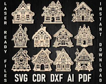 Laser cut christmas ornament house