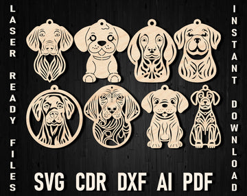 Laser cut dogs christmas ornament