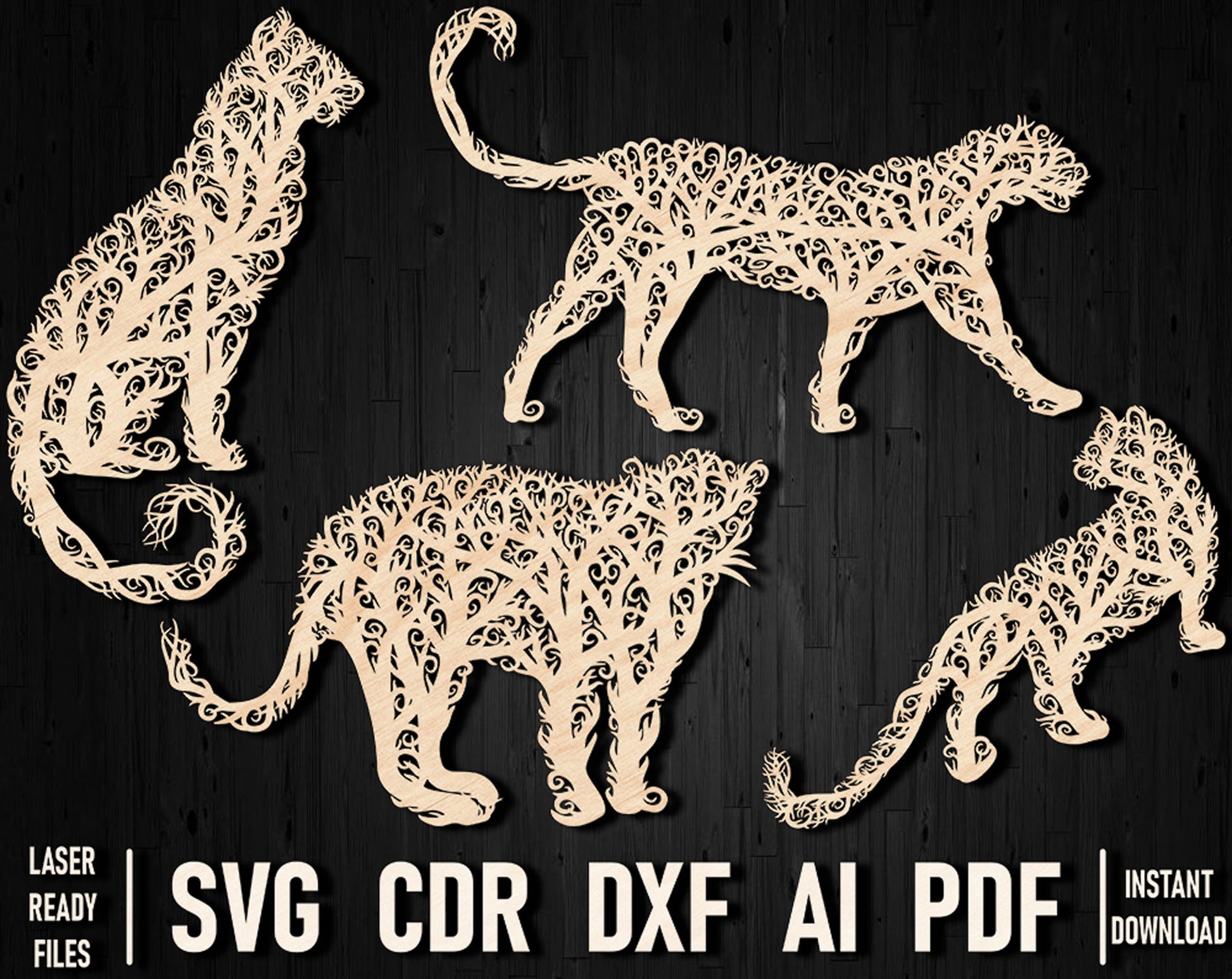 Leopard tree wall art panel decor