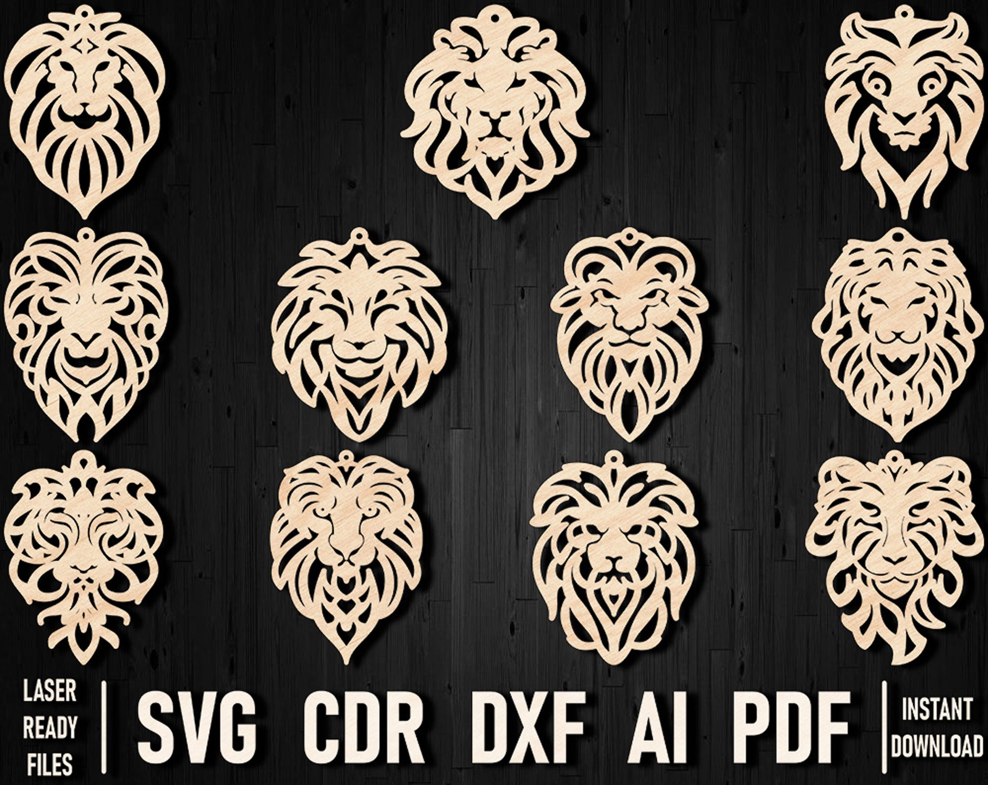Lion head laser cut earring bundle