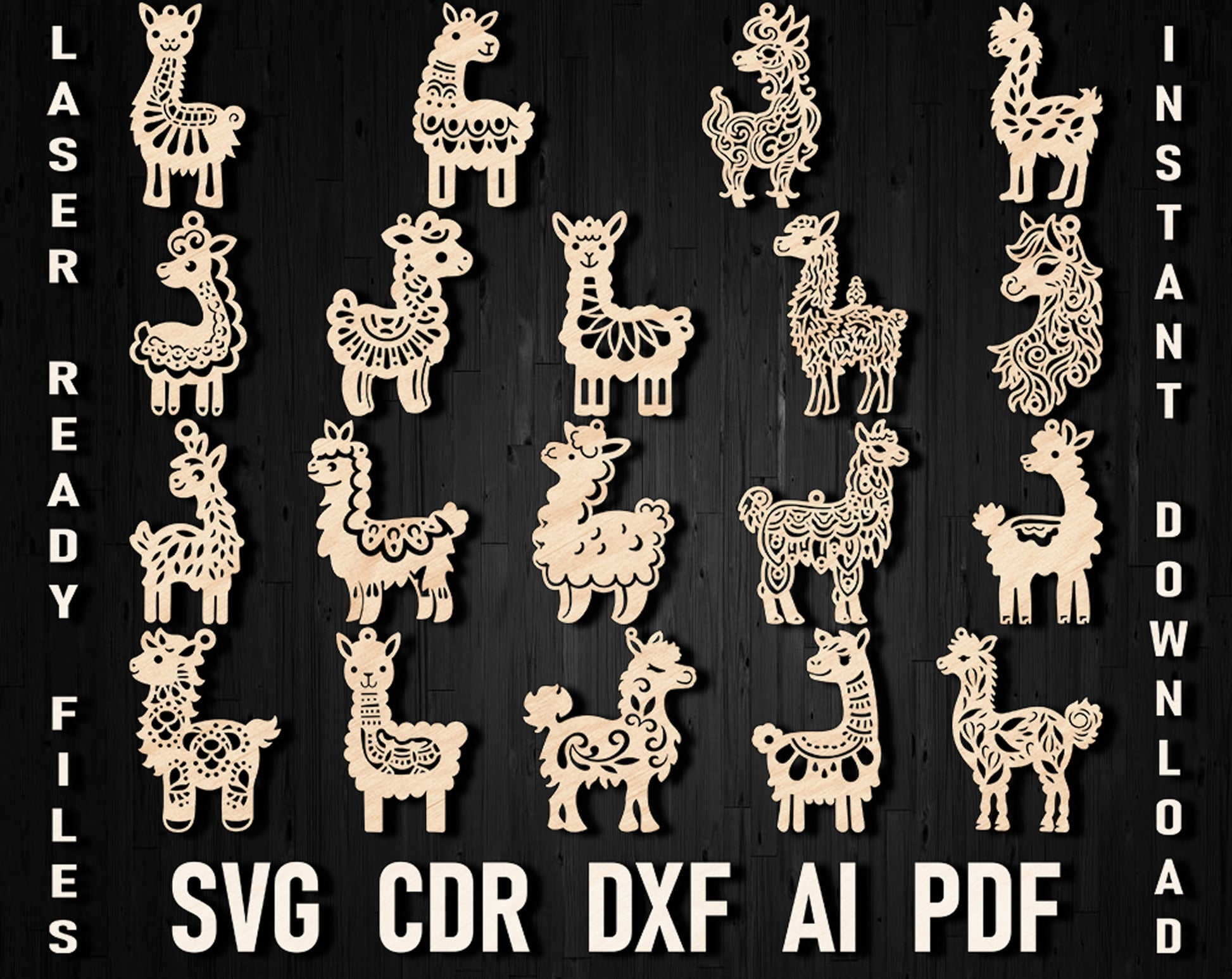 Llama christma laser cut ornaments