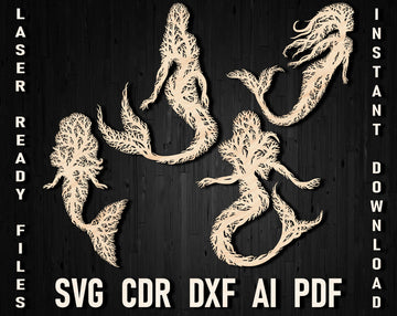 Mermaid laser cut tree wall panel