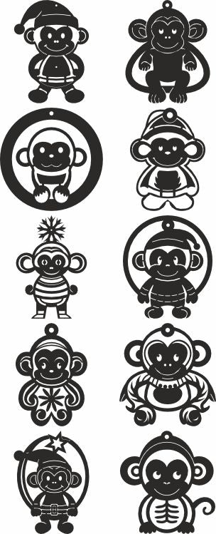 Monkey christmas laser cut svg files