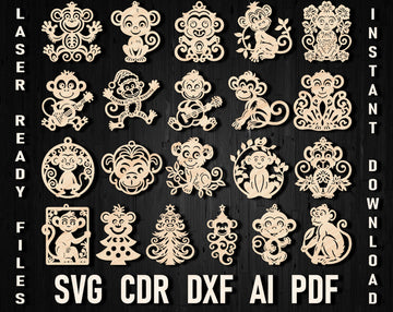 Monkey svg christmas ornament
