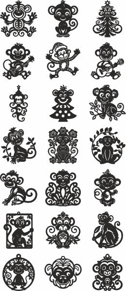 Monkey vector dxf laser cut design