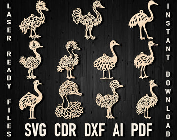 Ostrich laser cutting christmas svg files