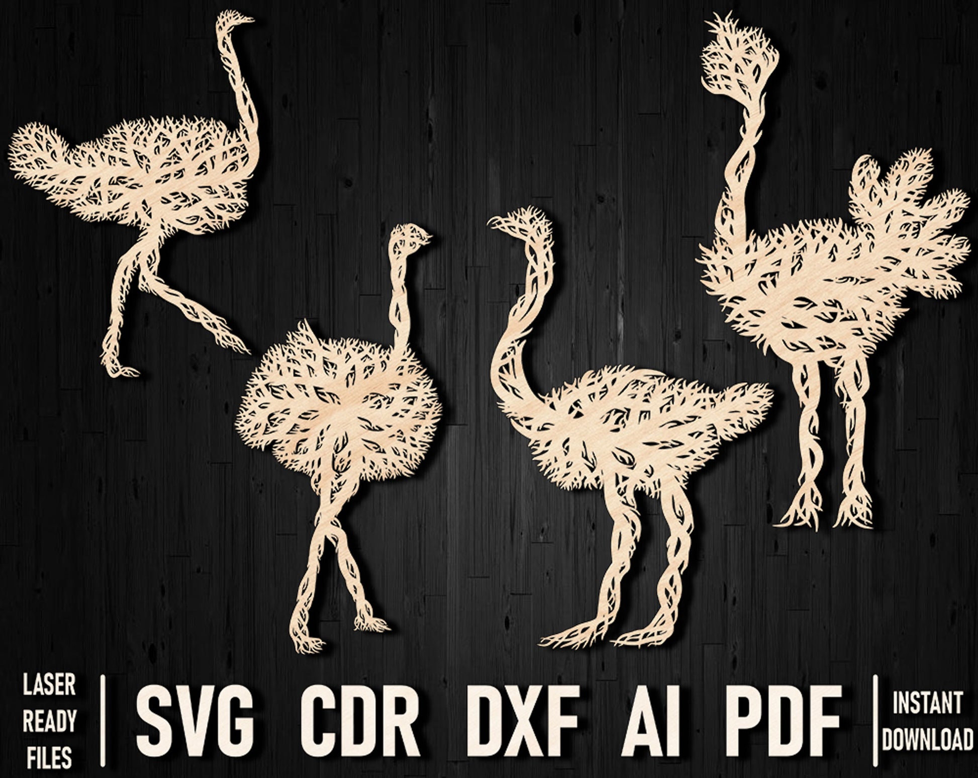 Ostrich tree vector design glowforge