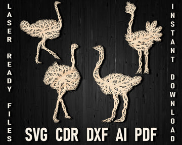 Ostrich tree wall art laser cut vector design