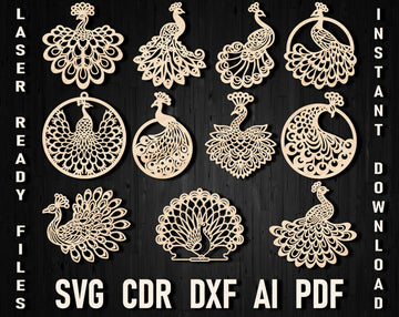 Peacock christmas laser cut files