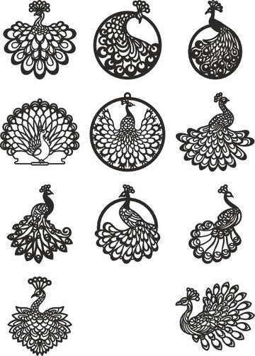Peacock vector dxf files