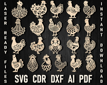 Rooster christmas laser cut files