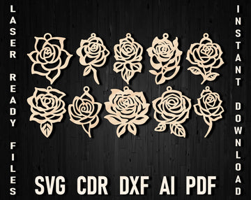Rose earrings laser cut files
