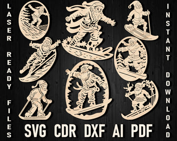 Santa Snowboard christmas ornaments