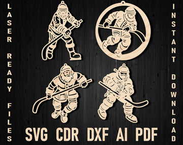 Santa claus christmas hockey player