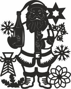 Santa claus wine christmas design