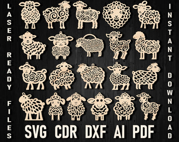 Sheep Christmas laser cut ornament