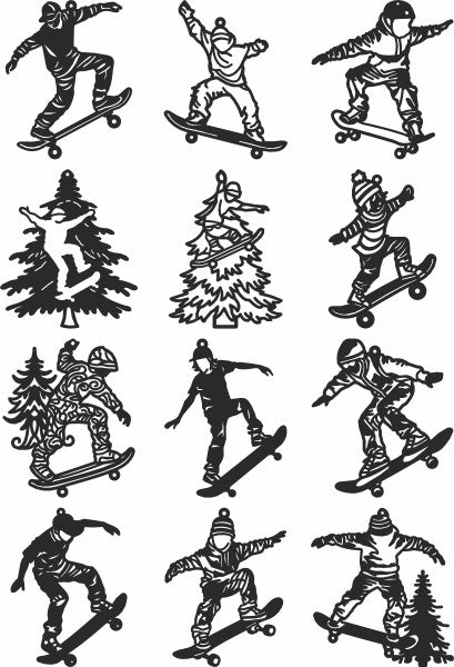 Skateboarding vector dxf laser cut