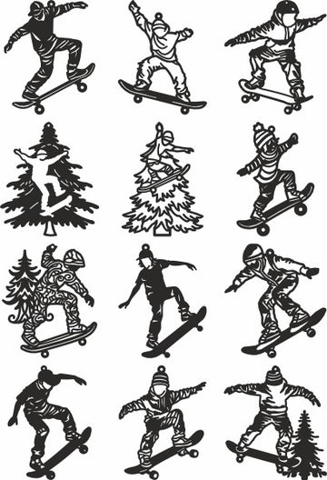 Skateboarding vector dxf laser cut