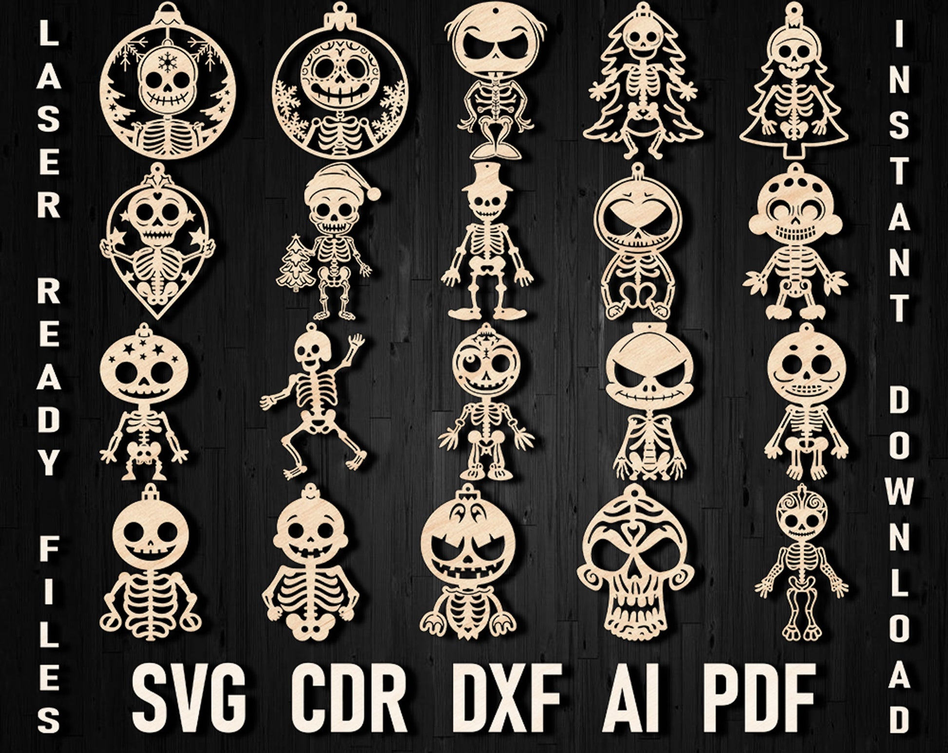 Skeleton christmas ornament bundle