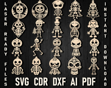 Skeleton christmas ornament bundle