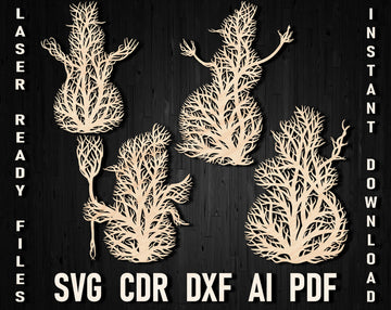 Snowman Tree laser cutting template